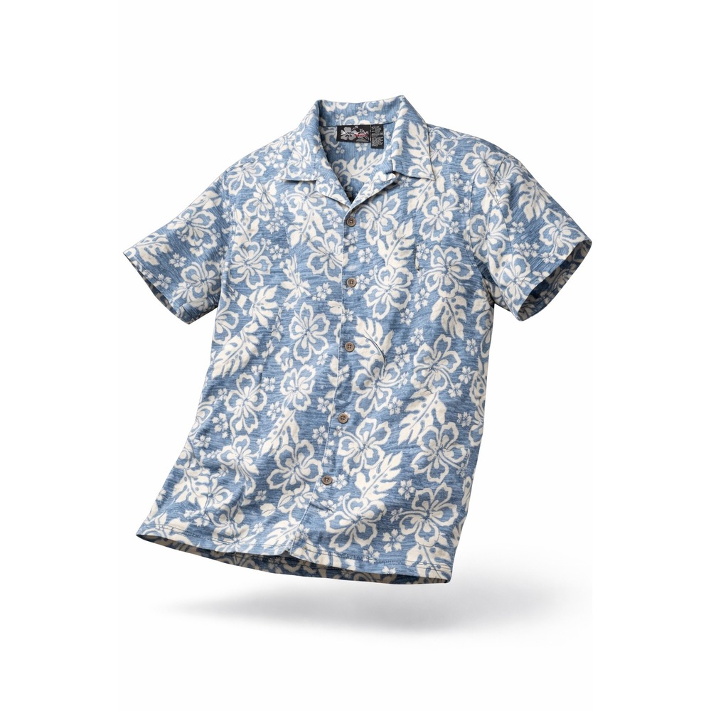 VTG Ocean Pacific OP Sport Aloha Shirt Mens Medium Blue Rayon Hawaiian Surf Soft